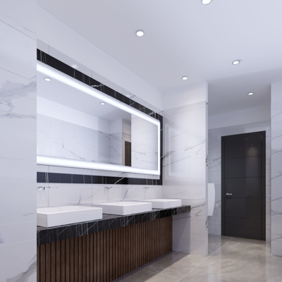 Custom Mirror in Commercial Bathroom