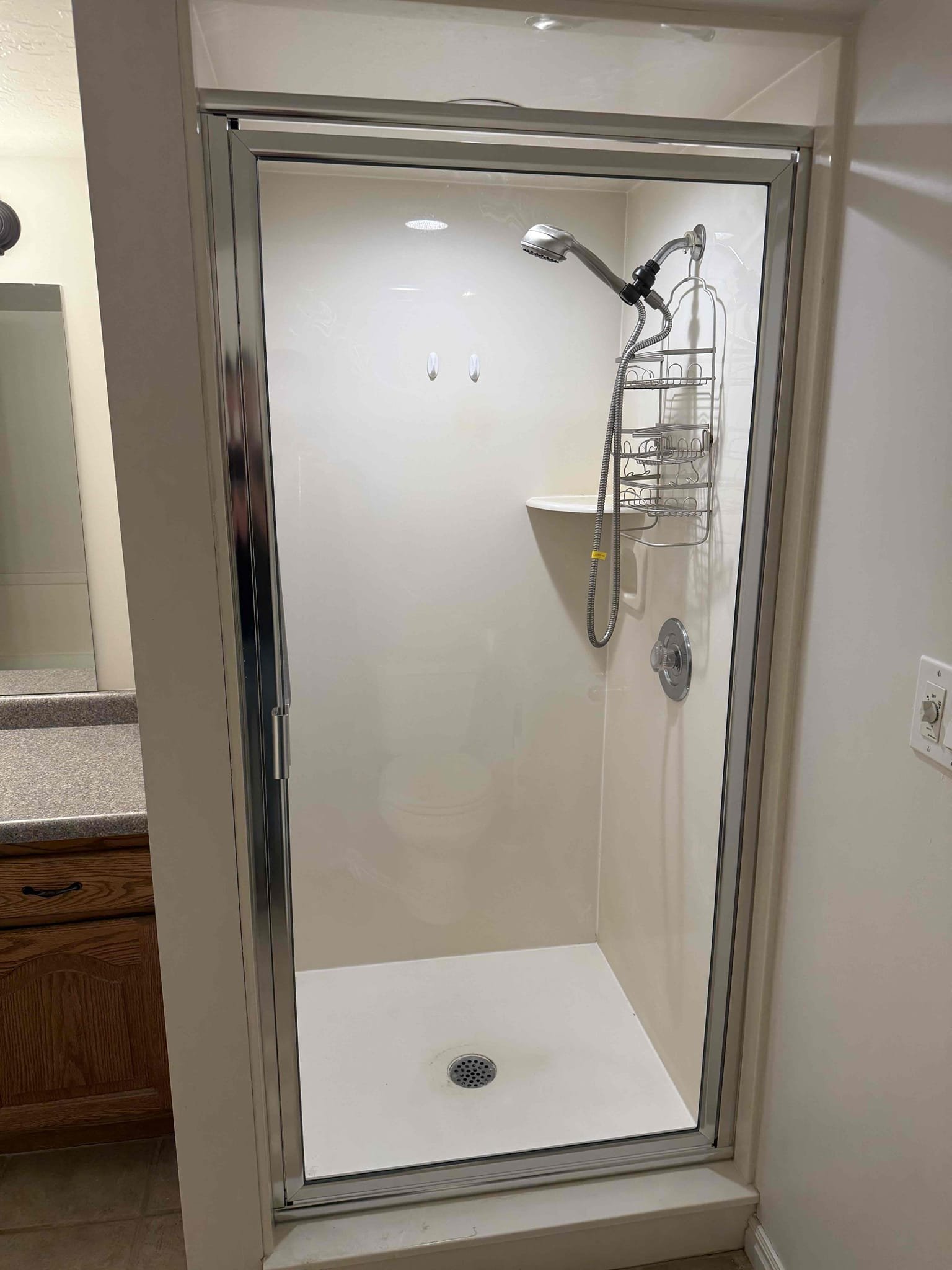 Semi-Frameless Brushed Nickel Single Door
