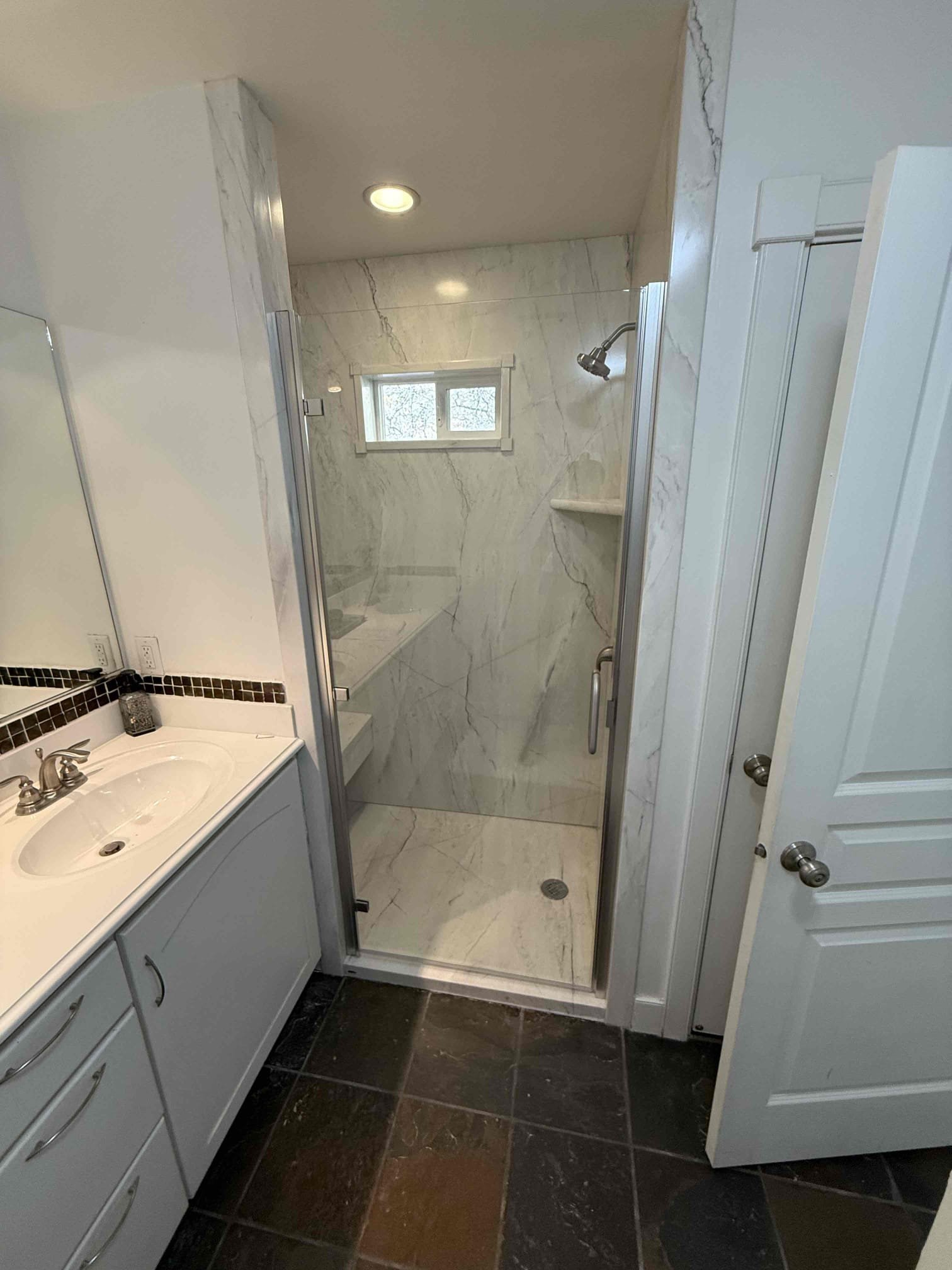 Semi-Frameless Brushed Nickel Single Door