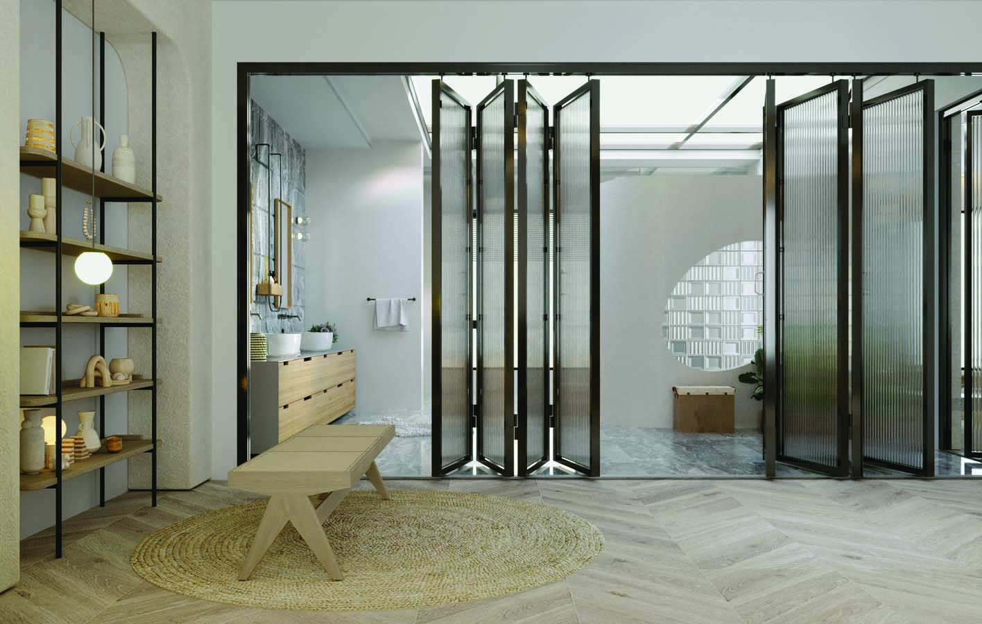 Bifold Glass Doors with Texture