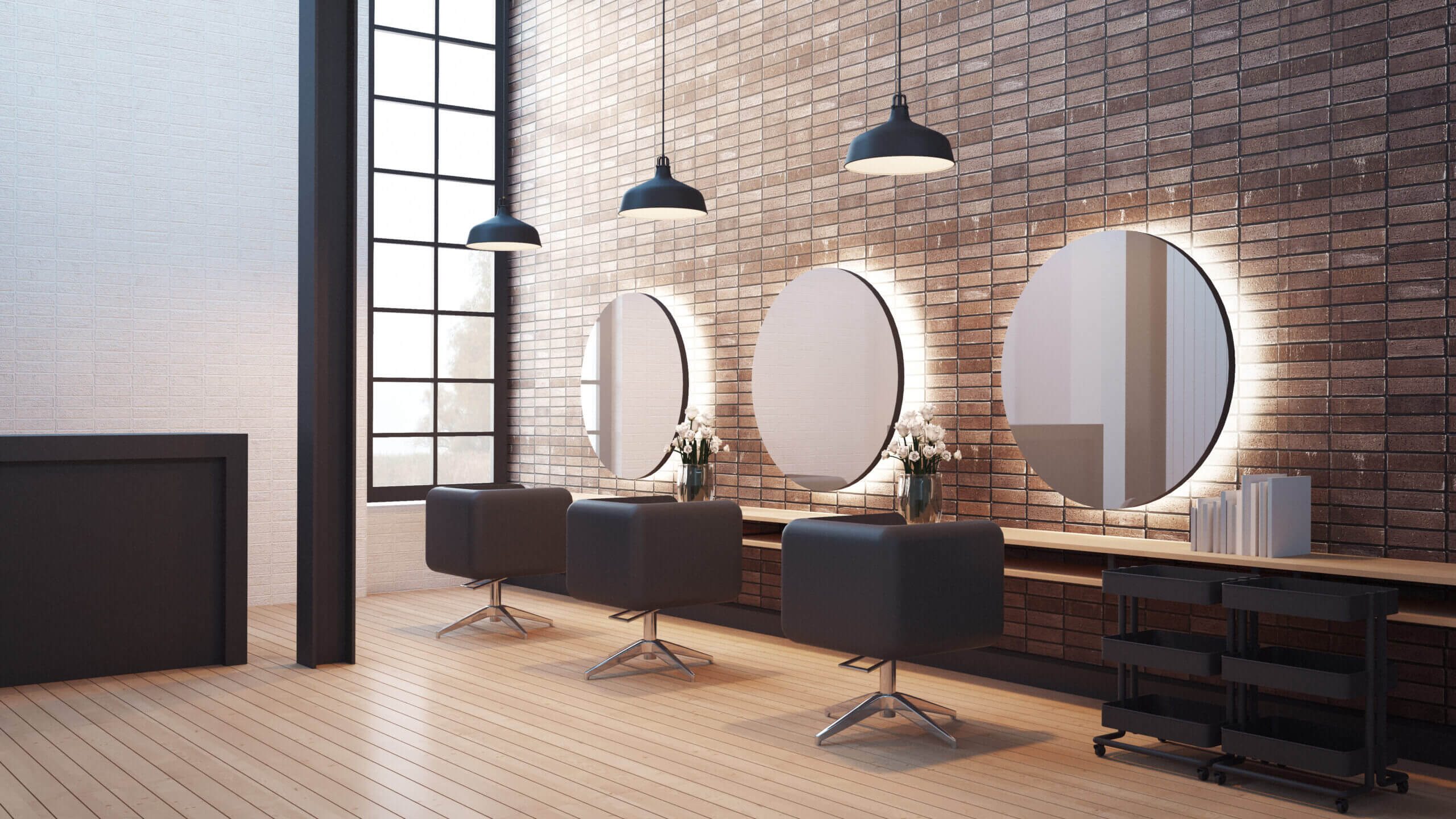 Large Circle Mirrors in Salon