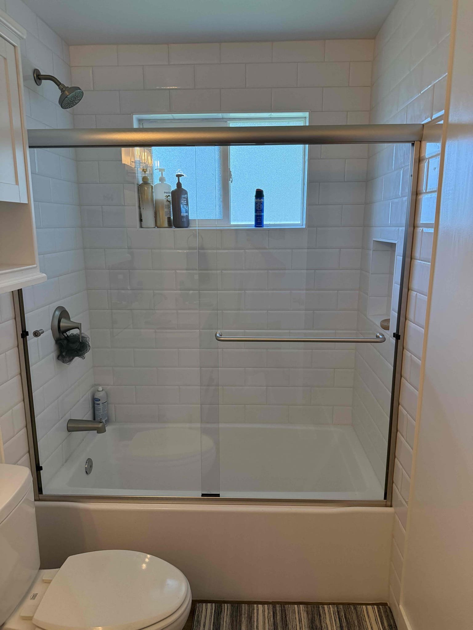 Framed Tub Brushed Nickel Single Towel Bar Finger Pull
