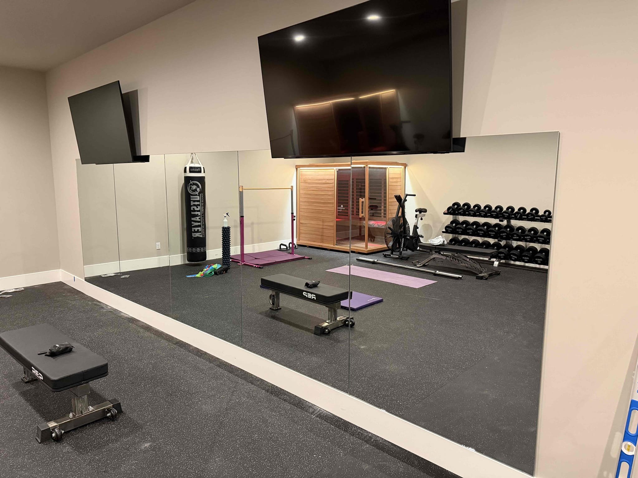 Gym Mirrors Set on Base Board
