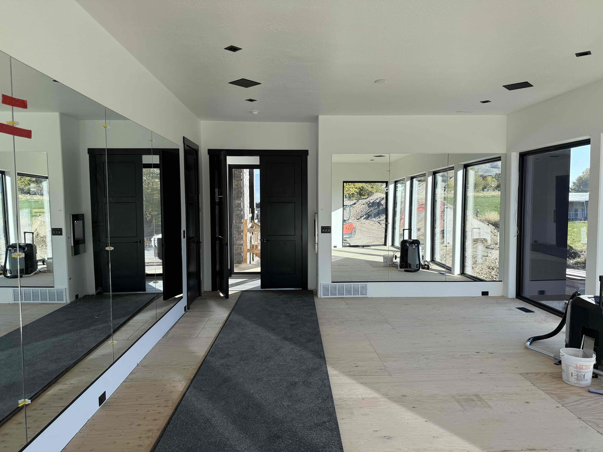Gym Mirrors with Black J Bar